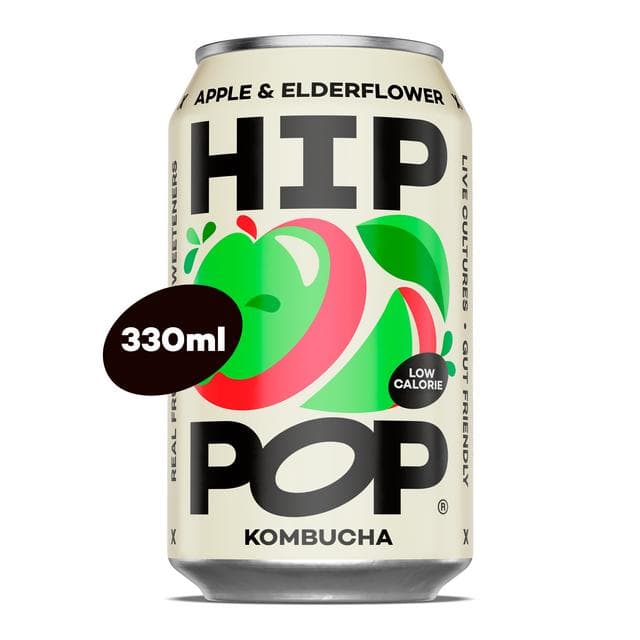 Hip Pop 330ml Apple & Elderflower Kombucha Can - gallery image 2