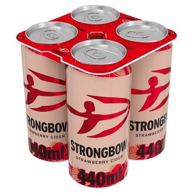 Strongbow Strawberry Cider 4% ABV Can 4 x 440ml - gallery image 1