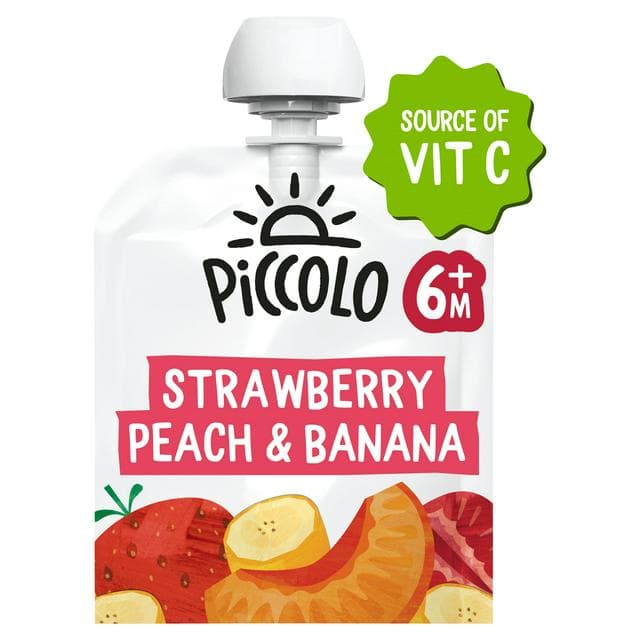 Piccolo Organic Strawberry, Banana & Peach Smooth 4+ Months 100g - gallery image 1