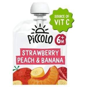 Piccolo Organic Strawberry, Banana & Peach Smooth 4+ Months 100g