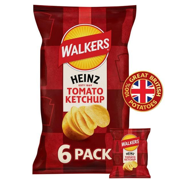 Walkers Heinz Tomato Ketchup Multipack Crisps 6 x 25g - gallery image 1