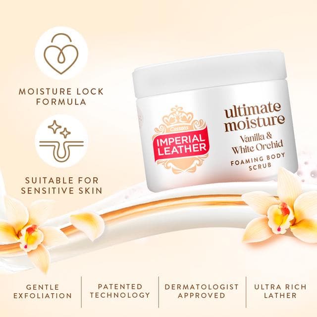 Imperial Leather 225ml Ultimate Moisture Vanilla & White Orchid Foaming Body Scrub - gallery image 2