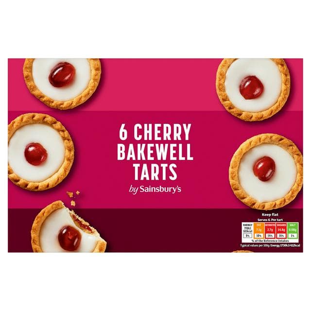 Sainsbury's Cherry Bakewell Tarts x6 235g - gallery image 1