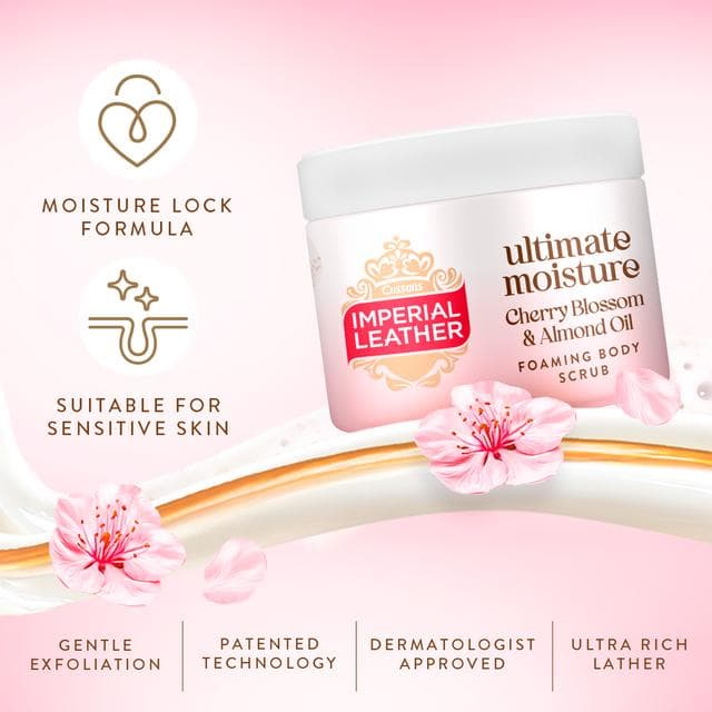 Imperial Leather 225ml Ultimate Moisture Cherry Blossom & Almond Oil Foaming Body Scrub - gallery image 2