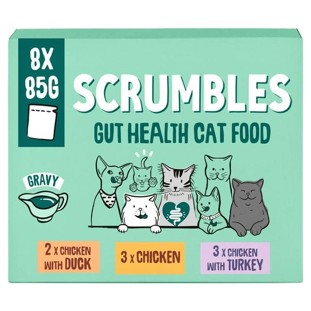 Scrumbles 8 x 85g Gravy Gut Health Wet Cat Food - gallery image 1