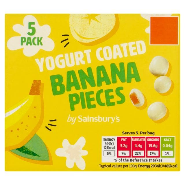 Sainsbury's Yogurt Coated Banana Pieces 5 x 25g - gallery image 1