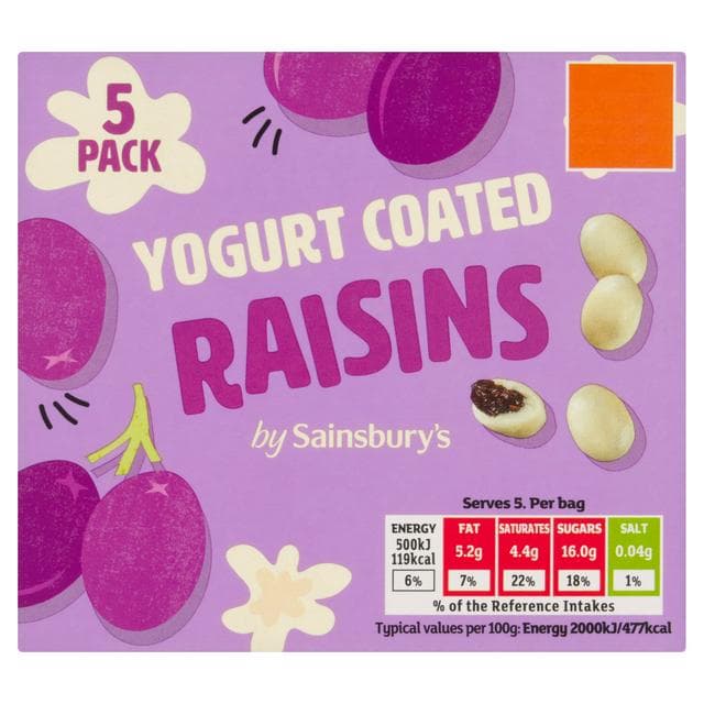 Sainsbury's Yogurt Coated Raisins 5 x 25g - gallery image 1