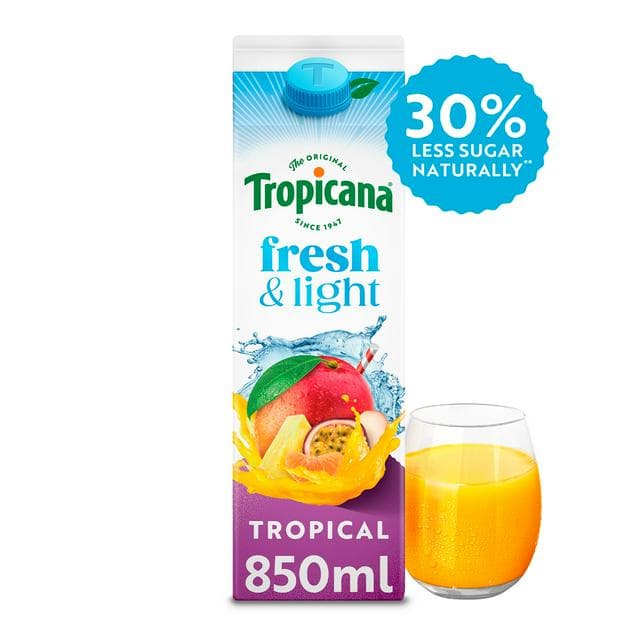Tropicana Fresh & Light Tropical Juice Blend Drink 850ml - gallery image 1