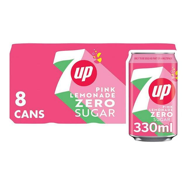 7UP Zero Sugar Pink Lemonade Cans 8 x 330ml - gallery image 1