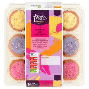 Sainsbury's Mini Rainbow Cupcakes, Taste the Difference x9