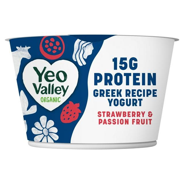 Yeo Valley Organic 200g Strawberry & Passion Fruit Greek Yogurt - gallery image 1