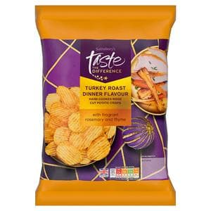 Sainsbury's 150g Turkey Roast Dinner Flavour Hand Cooked Ridge Cut Potato Crisps, Taste the Difference