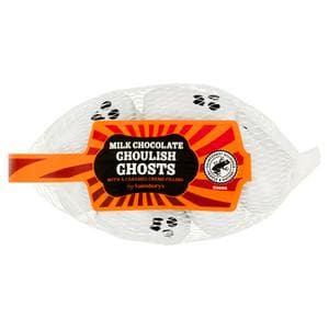 Sainsbury's 72g Milk Chocolate Ghoulish Ghosts with a Caramel Creme Filling Chocolate Bag