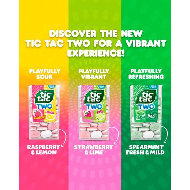 Tic Tac 38.5g Two Lemon & Raspberry Flavour Sugar Free Sweets - gallery image 6