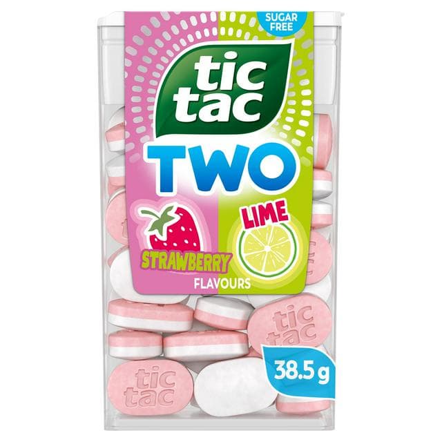 Tic Tac 38.5g Two Lime & Strawberry Flavour Sugar Free Sweets - gallery image 1