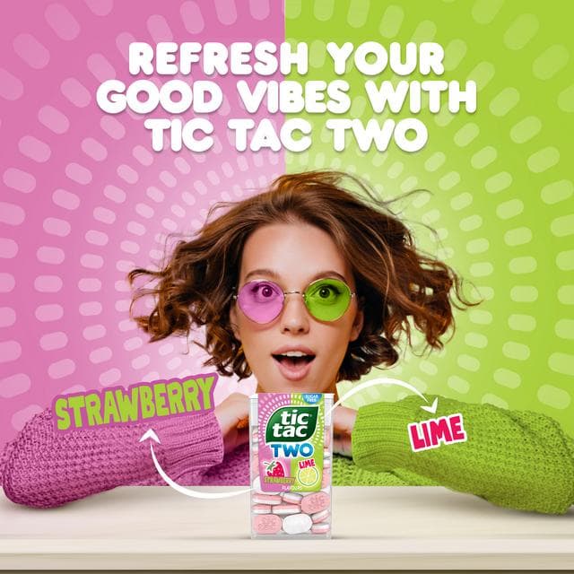 Tic Tac 38.5g Two Lime & Strawberry Flavour Sugar Free Sweets - gallery image 5