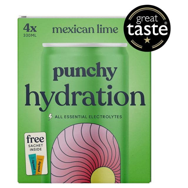 Punchy 4 x 330ml Hydration with Essential Minerals & Vitamins Mexican Lime Electrolyte Drink - gallery image 1