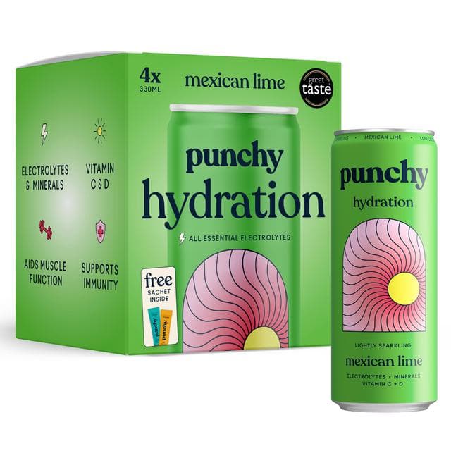 Punchy 4 x 330ml Hydration with Essential Minerals & Vitamins Mexican Lime Electrolyte Drink - gallery image 2
