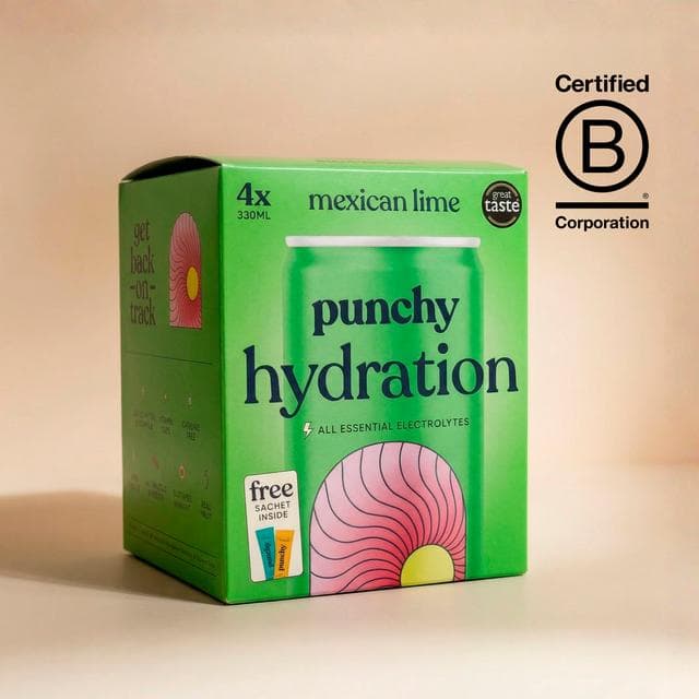 Punchy 4 x 330ml Hydration with Essential Minerals & Vitamins Mexican Lime Electrolyte Drink - gallery image 5
