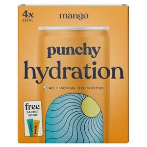 Punchy Hydration 4 x 330ml Mango with Minerals & Vitamins Electrolyte Drinks