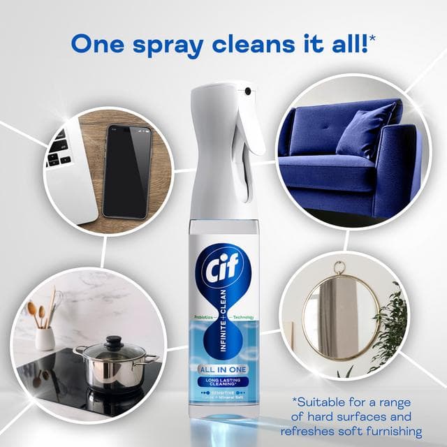 Cif Infinite Clean All in One Cleaner Spray Sensitive Lotus & Mineral Salt 280ml - gallery image 2