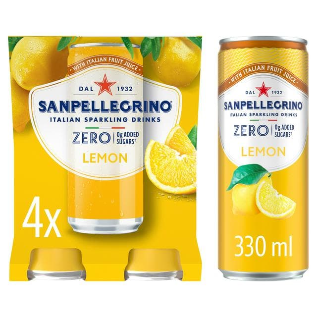 San Pellegrino Zero Lemon 4 x 330ml - gallery image 1