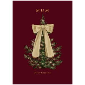 Sainsbury's Merry Christmas Mum Large Bow & Tree Design Greeting Card