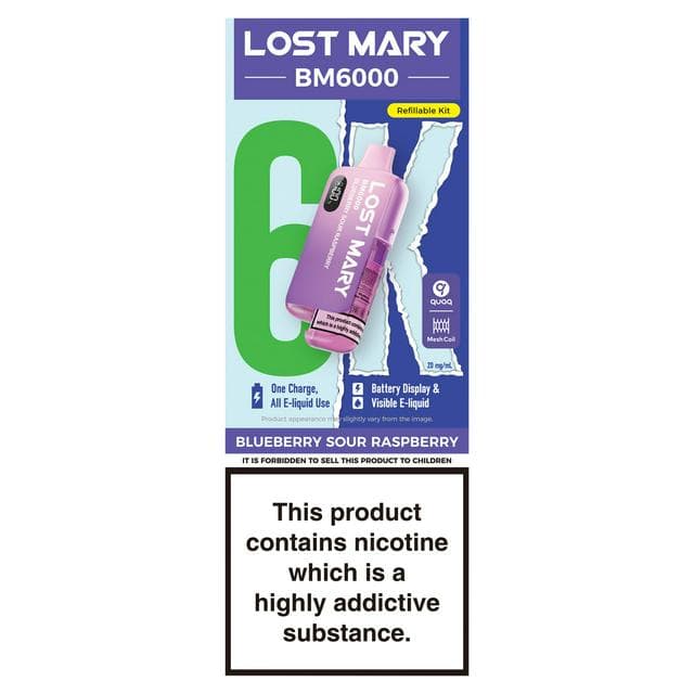 Lost Mary BM6000 Blueberry Sour Raspberry Refillable Kit 20mg/ml - gallery image 1