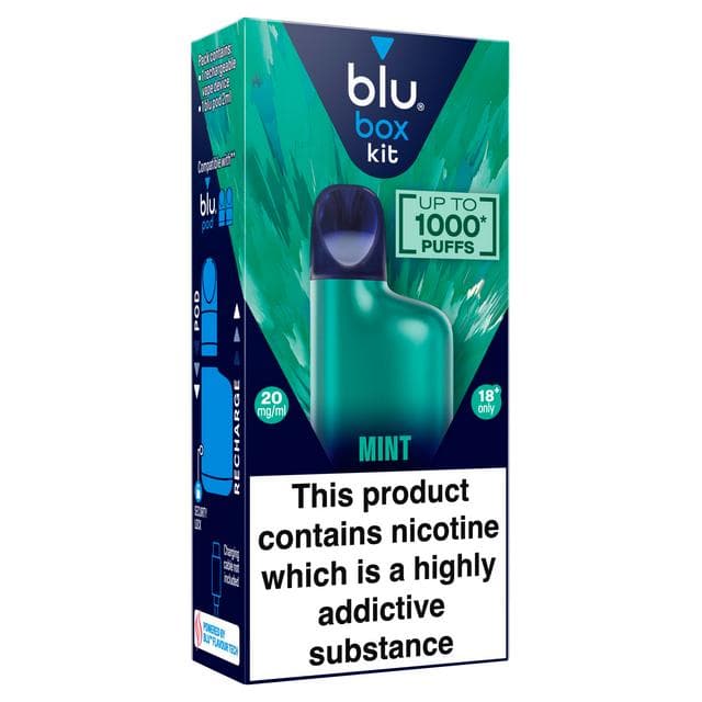 blue mint vape blu Box Kit Device 20mg/ml NO SHIP: HI Flavour:Mango Peach Watermelon Ice Iced Blue Dragon Pod