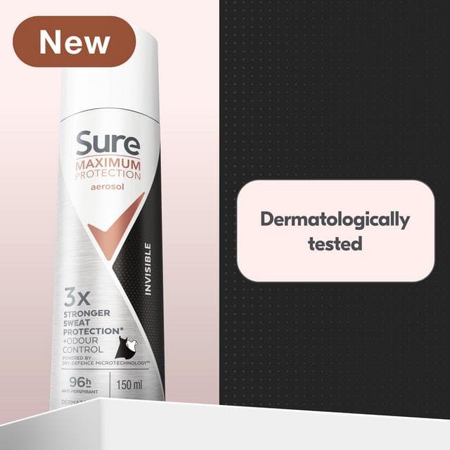 Sure Maximum Protection Anti Perspirant Aerosol Invisible 150ml - gallery image 2