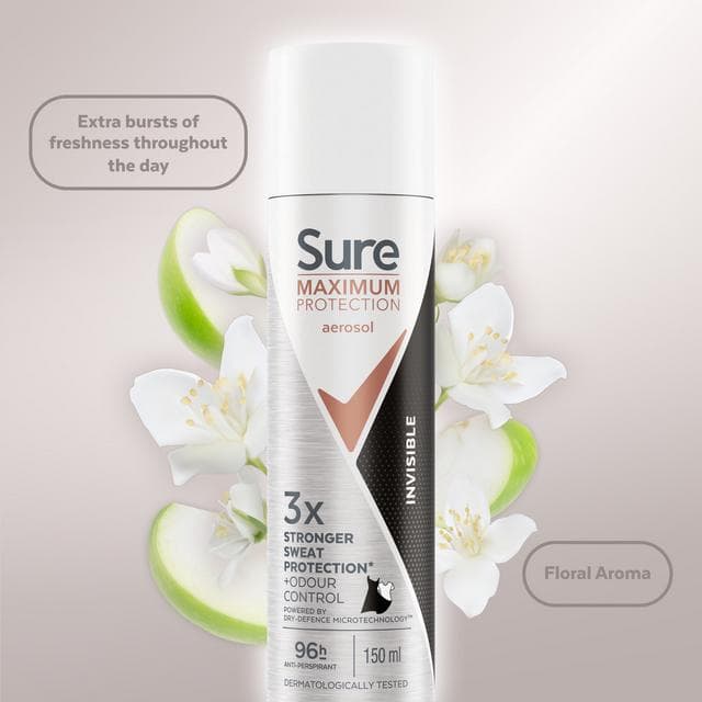 Sure Maximum Protection Anti Perspirant Aerosol Invisible 150ml - gallery image 3