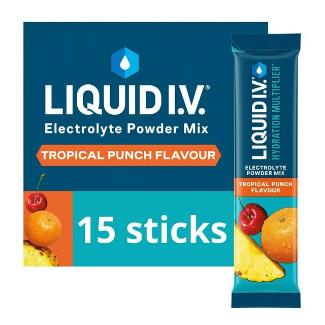 Liquid IV Hydration Multiplier 15 x Sachets Tropical Punch Electrolyte Powder Mix Food Supplement - gallery image 1