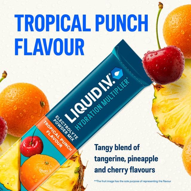 Liquid IV Hydration Multiplier 15 x Sachets Tropical Punch Electrolyte Powder Mix Food Supplement - gallery image 3