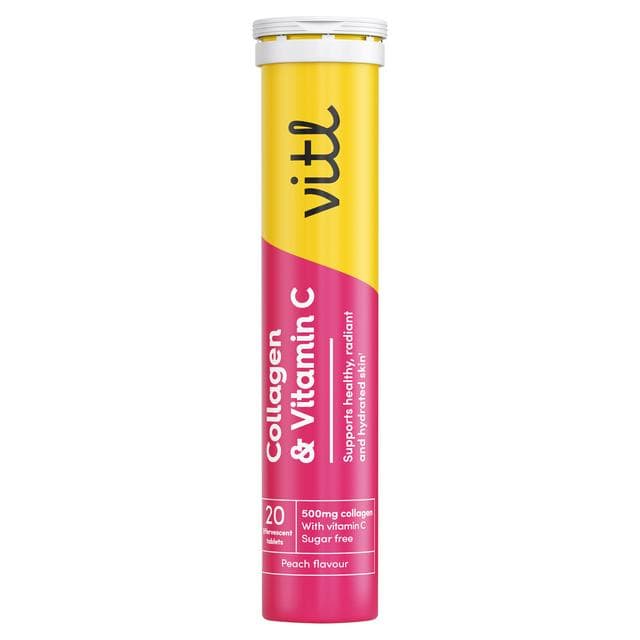 Vitl x20 Collagen & Vitamin C Effervescent Peach Flavour Tablets - gallery image 1
