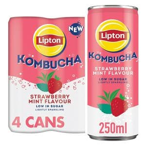Lipton Kombucha Strawberry Mint Flavour Cans 4 x 250ml