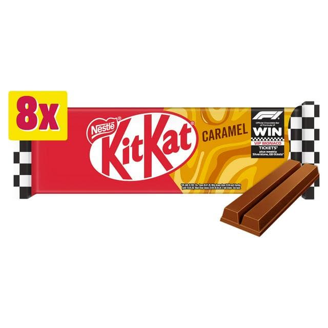 KitKat 2 Finger Caramel Chocolate Biscuit Bar Multipack 8 x 20.7g - gallery image 1