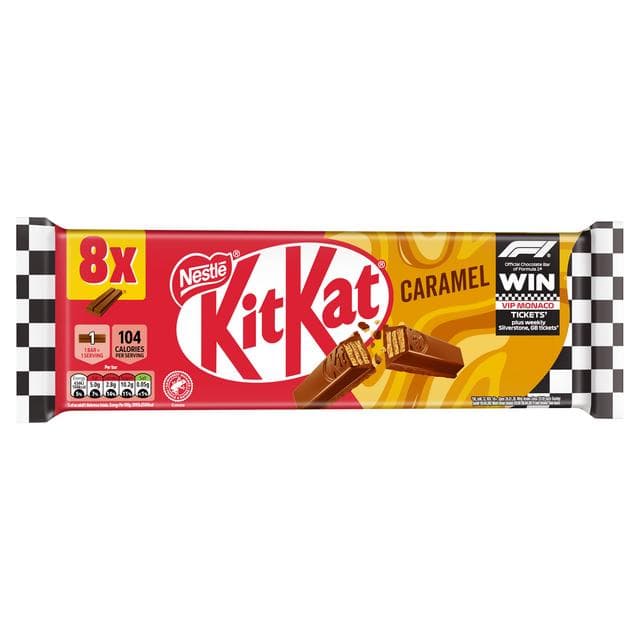 KitKat 2 Finger Caramel Chocolate Biscuit Bar Multipack 8 x 20.7g - gallery image 2