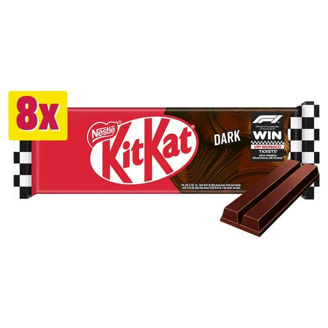 KitKat 2 Finger Dark Chocolate Biscuit Bar Multipack 8 x 20.7g - gallery image 1