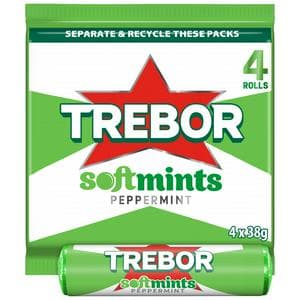 Trebor Peppermint Mints Rolls Multipack x4 38g