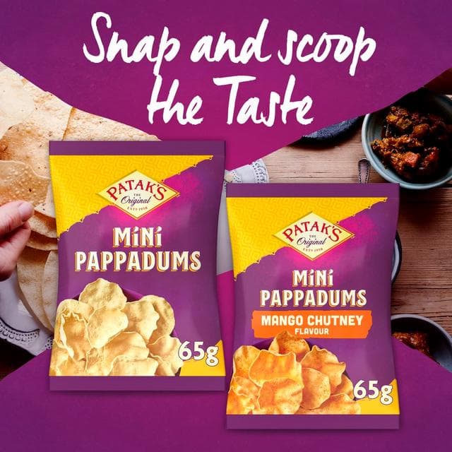 Patak's Mango Chutney Flavour Mini Pappadums 65g - gallery image 2