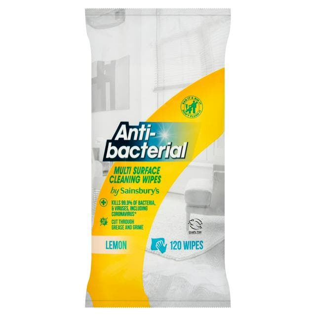 Sainsbury's Antibacterial Lemon Multi Surface Cleaning Wipes x120 - gallery image 1