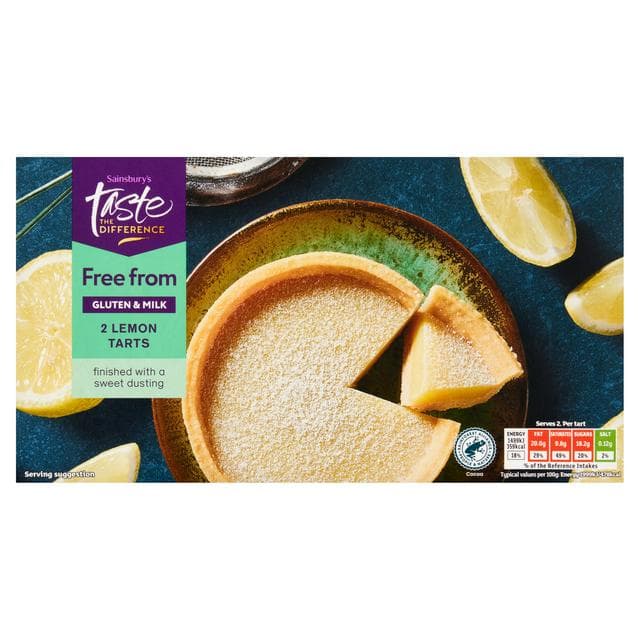 Sainsbury's 2 Free From Lemon Tarts, Taste the Difference 150g - gallery image 1