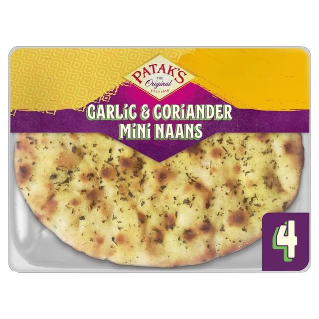 Patak's Indian 4 x Garlic & Coriander Mini Naan Breads - gallery image 1