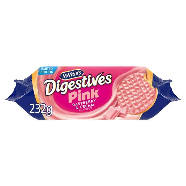 McVitie's Digestive Pink Raspberry & Cream Flavour, Limited Edition 232g - gallery image 1