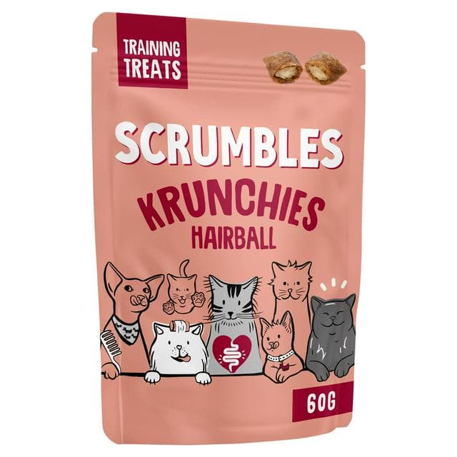 Scrumbles Krunchies Hairball Training Cat Treats 60g - gallery image 1