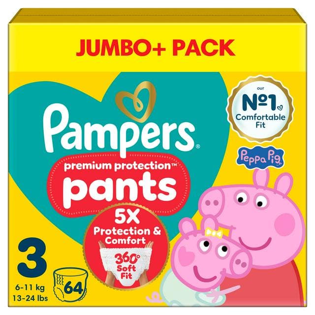 Pampers Premium Protection Nappy Pants Size 3, 6kg-11kg x64 - gallery image 1
