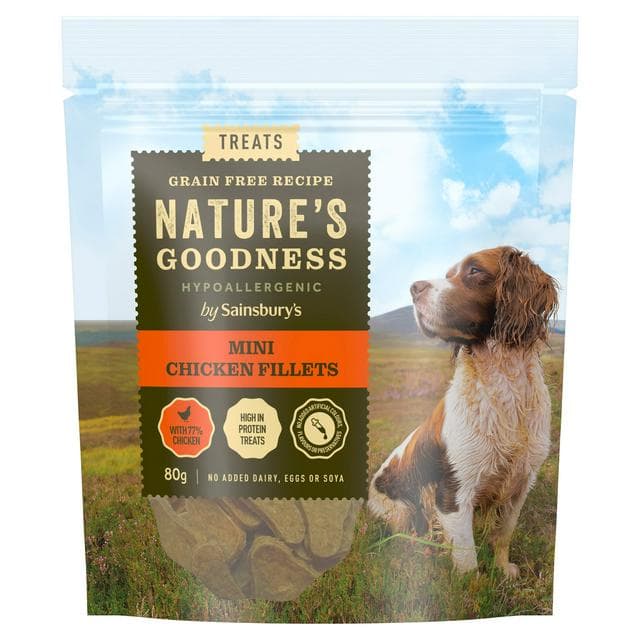 Sainsbury's 80g Nature Goodness Hypoallergenic Mini Chicken Fillets Dog Treats - gallery image 1