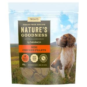Sainsbury's 80g Nature Goodness Hypoallergenic Mini Chicken Fillets Dog Treats