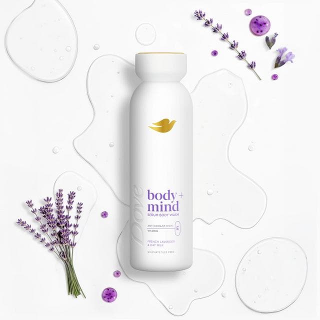 Dove 350ml Body + Mind French Lavender & Oat Milk Serum Body Wash - gallery image 2