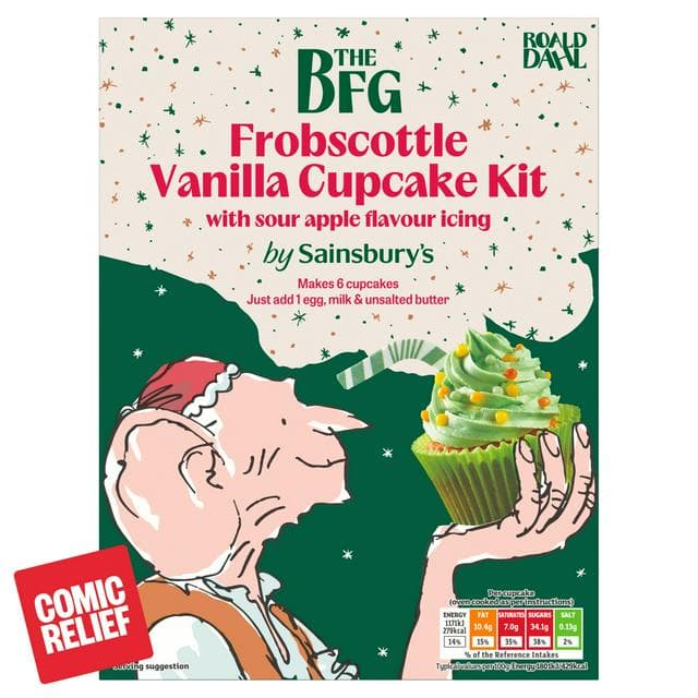 Sainsbury's the BFG Frobscottle Vanilla Cupcake Kit with Sour Apple Flavour Icing 292g - gallery image 1